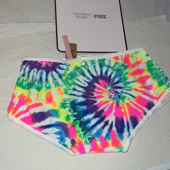(M) UNISEX PINK Victoria's Secret Boyshort Panty Tie Dye - Picture 10 of 12